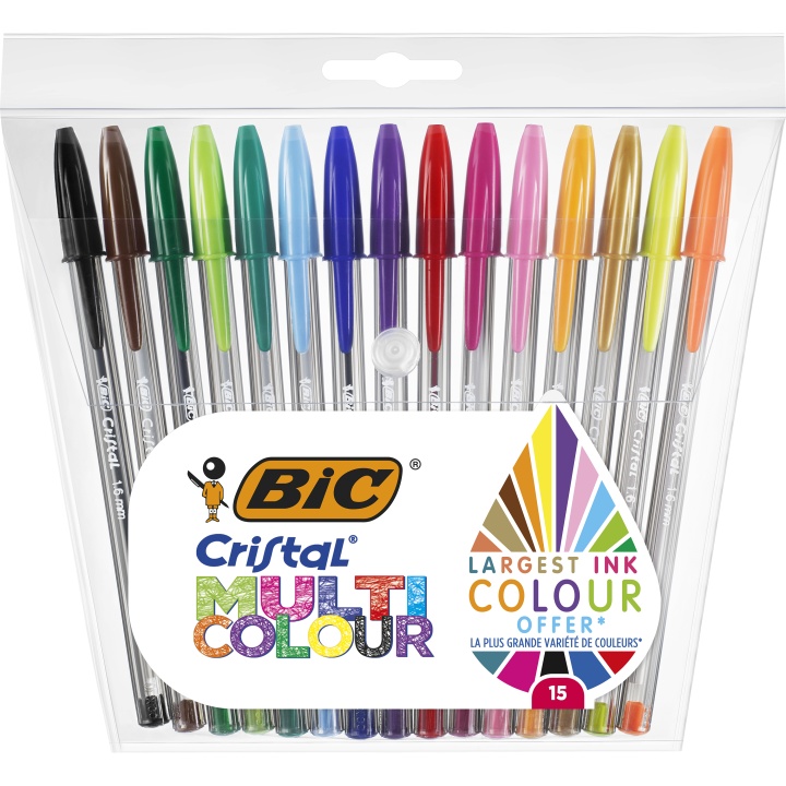 Cristal Multicolor Kuglepen 15-pak i gruppen Penne / Mærkning og kontor / Kuglepenne til kontoret hos Pen Store (100233)