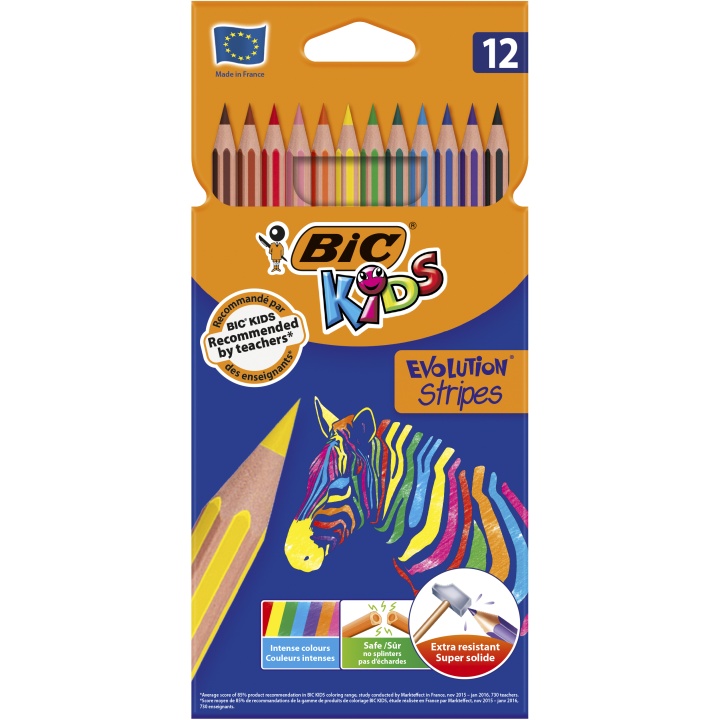 Kids Evolution Stripes Farvepenne 12-pak i gruppen Kids / Børnepenne / Farvepenne for børn hos Pen Store (100244)