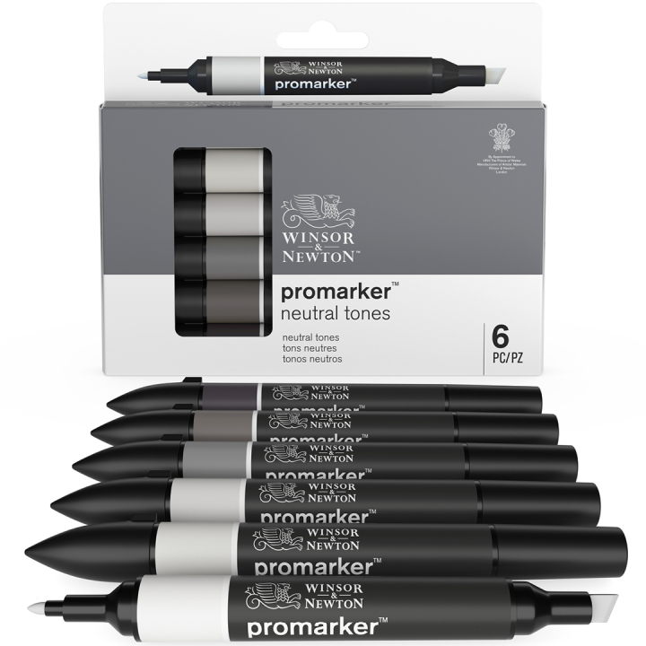 ProMarker sæt 6 stk Neutral Grey tones i gruppen Penne / Kunstnerpenne / Tuschpenne hos Pen Store (100541)