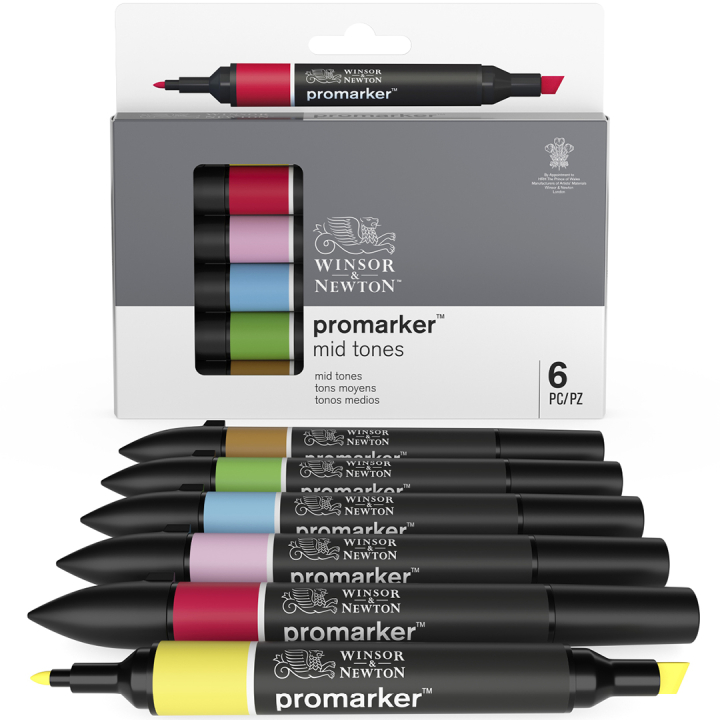 ProMarker sæt 6 stk Mid tones i gruppen Penne / Kunstnerpenne / Tuschpenne hos Pen Store (100542)