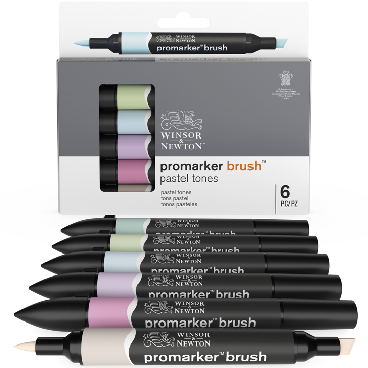 BrushMarker sæt 6 stk Pastel Tones i gruppen Penne / Kunstnerpenne / Penselpenne hos Pen Store (100551)