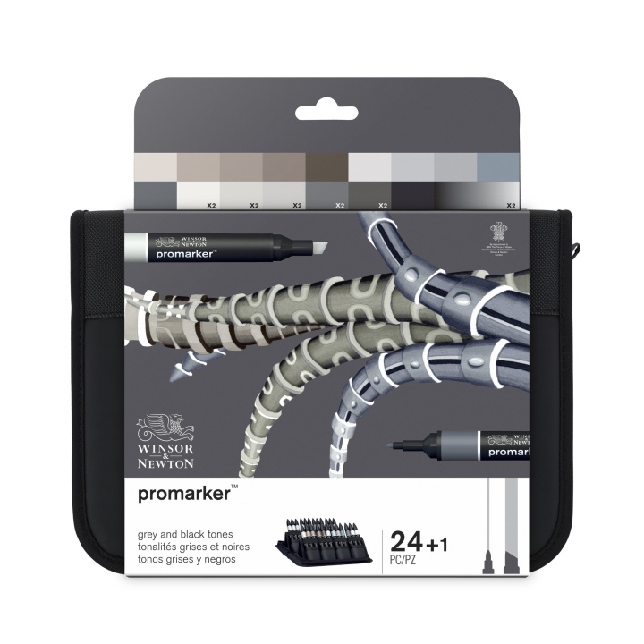 Promarker Black & Greys Wallet 24-sæt i gruppen Penne / Kunstnerpenne / Illustrationmarkers hos Pen Store (100568)