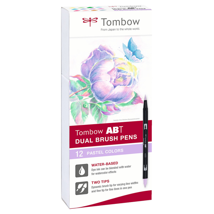 ABT Dual Brush pen 12-set Pastel i gruppen Penne / Kunstnerpenne / Penselpenne hos Pen Store (101094)