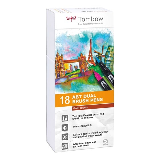 ABT Dual Brush pen 18-set Earth i gruppen Penne / Kunstnerpenne / Penselpenne hos Pen Store (101095)