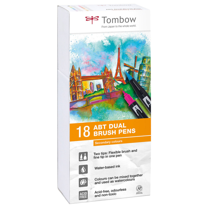 ABT Dual Brush pen 18-set Secondary i gruppen Penne / Kunstnerpenne / Penselpenne hos Pen Store (101097)