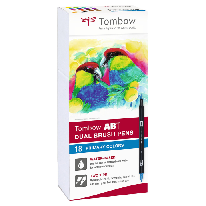 ABT Dual Brush pen 18-set Primary i gruppen Penne / Kunstnerpenne / Penselpenne hos Pen Store (101098)