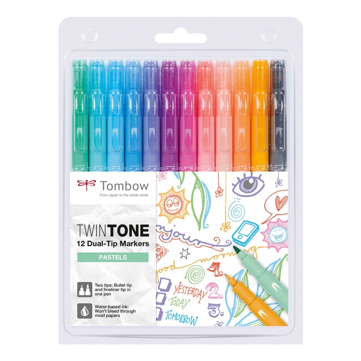 TwinTone Marker Pastel 12-pack i gruppen Penne / Kunstnerpenne / Tuschpenne hos Pen Store (101104)