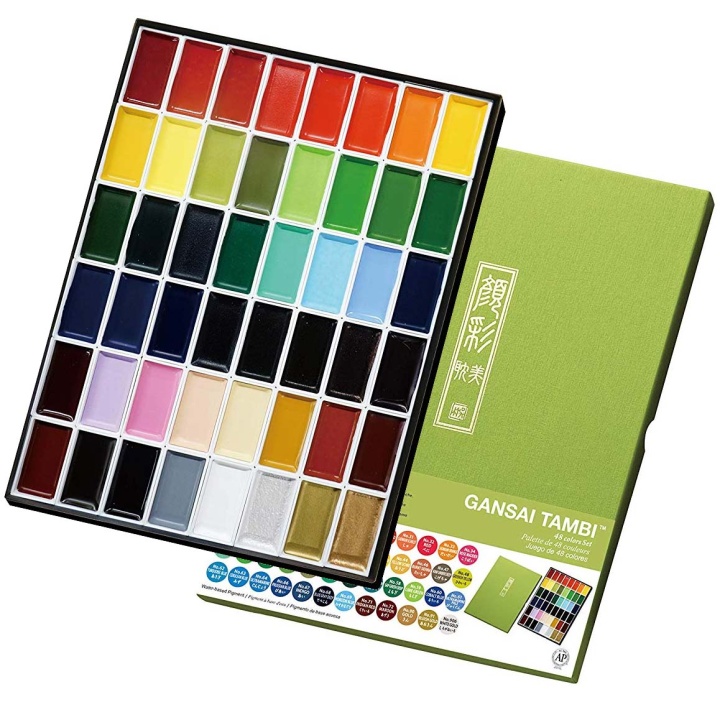 Gansai Tambi Akvarel sæt 48 stk i gruppen Kunstnerartikler / Farver / Akvarelfarver hos Pen Store (101261)