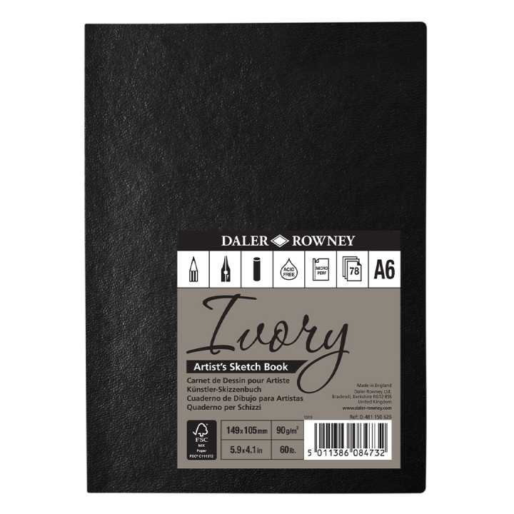 Ivory Sketchbook Softcover A6 i gruppen Papir & Blokke / Kunstnerblokke / Skitsebøger hos Pen Store (101453)