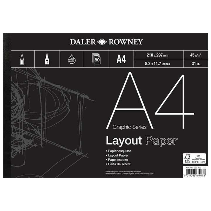 Layout Paper A4 i gruppen Papir & Blok / Kunstnerblok / Tegnings- og skitseblok hos Pen Store (101458)