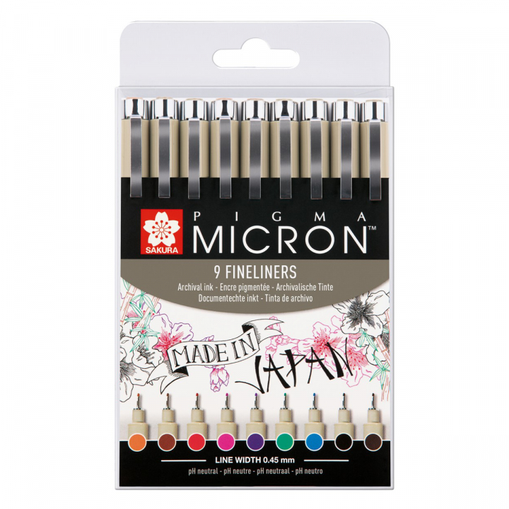 Pigma Micron Fineliner Color sæt 9 stk i gruppen Penne / Produktserie / Pigma Micron hos Pen Store (103306)