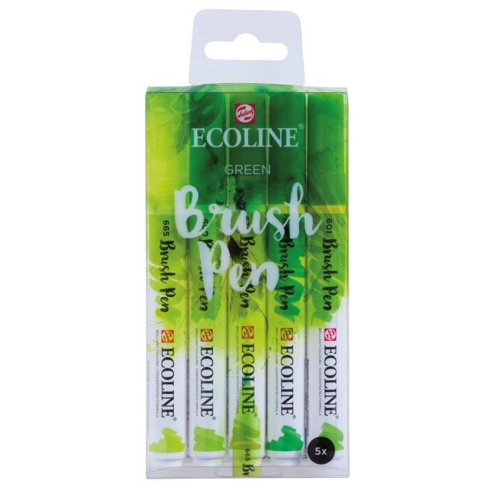 Brush Pen Green 5-set i gruppen Penne / Kunstnerpenne / Penselpenne hos Pen Store (103712)