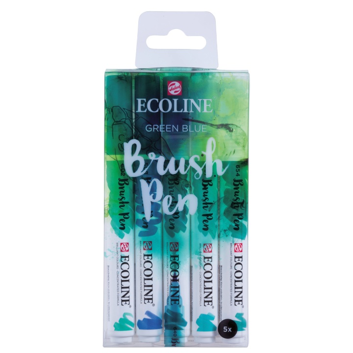 Brush Pen Green Blue 5-set i gruppen Penne / Kunstnerpenne / Penselpenne hos Pen Store (103715)