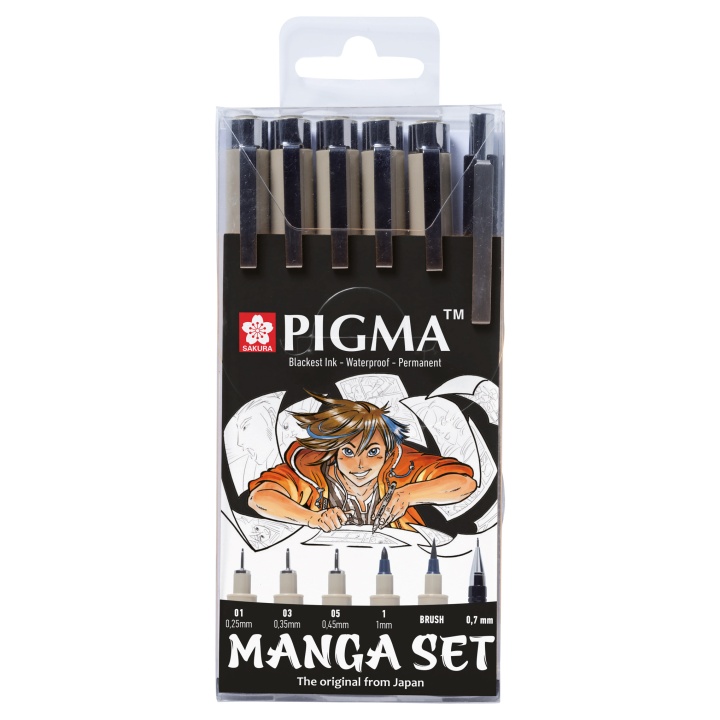 Manga Tool Pigma Micron Black 6-set i gruppen Penne / Skrive / Fineliners hos Pen Store (103847)
