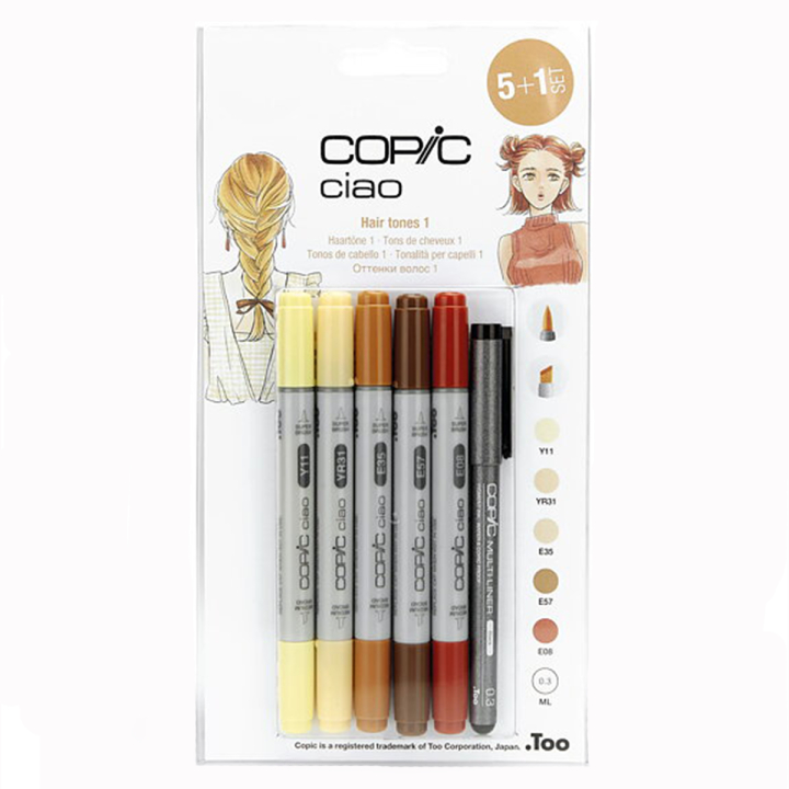 Ciao 5+1 Fineliner Hair Tones 1 i gruppen Penne / Kunstnerpenne / Illustrationmarkers hos Pen Store (103868)