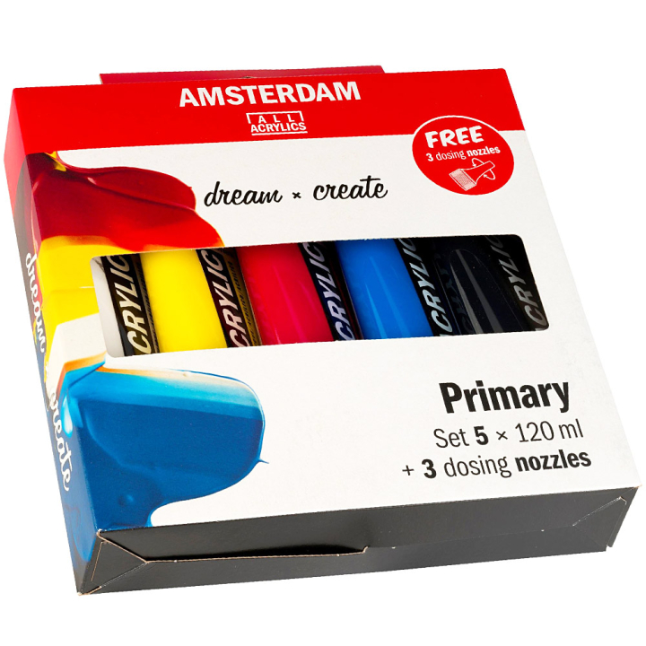 Akryl Primary Sæt + Dyser i gruppen Kunstnerartikler / Farver / Akrylfarver hos Pen Store (104069)