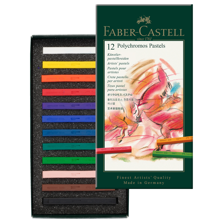 Tørpastel kridt Polychromos sæt 12 stk i gruppen Kunstnerartikler / Kridt og blyanter / Pastelkridt hos Pen Store (105088)