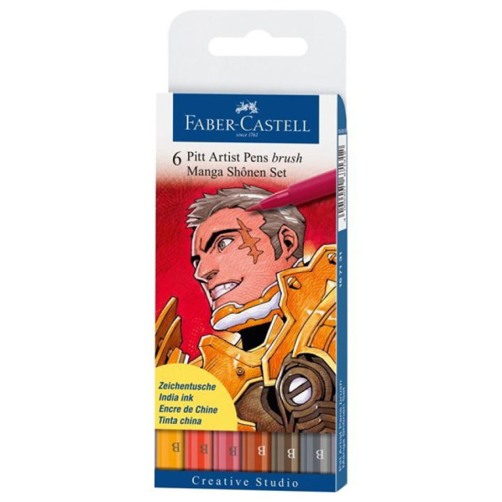 PITT Artist Brush sæt 6 stk Manga Shonen i gruppen Penne / Kunstnerpenne / Tusser hos Pen Store (105148)