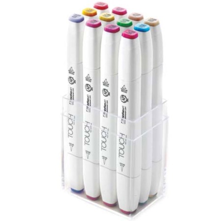 Twin Brush Marker sæt 12 stk Pastel i gruppen Penne / Kunstnerpenne / Penselpenne hos Pen Store (105314)