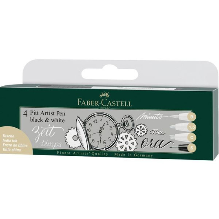 PITT Artist Pens 4-set Black & White i gruppen Penne / Kunstnerpenne / Tusser hos Pen Store (107600)