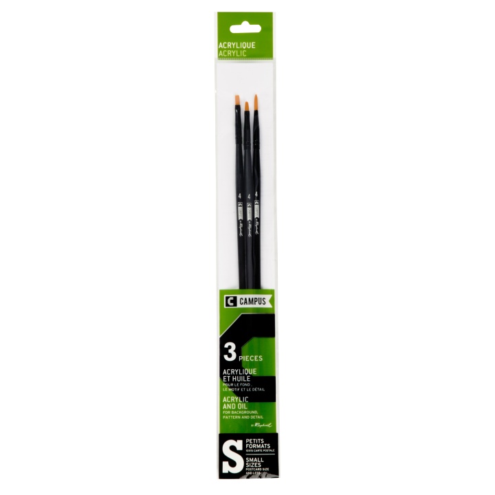 Campus Acrylic Brush 3-set S i gruppen Kunstnerartikler / Pensler / Syntetiske pensler hos Pen Store (108369)