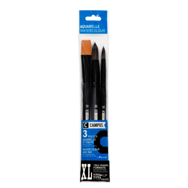 Campus Watercolour Brush 3-sæt XL i gruppen Kunstnerartikler / Pensler / Syntetiske pensler hos Pen Store (108379)