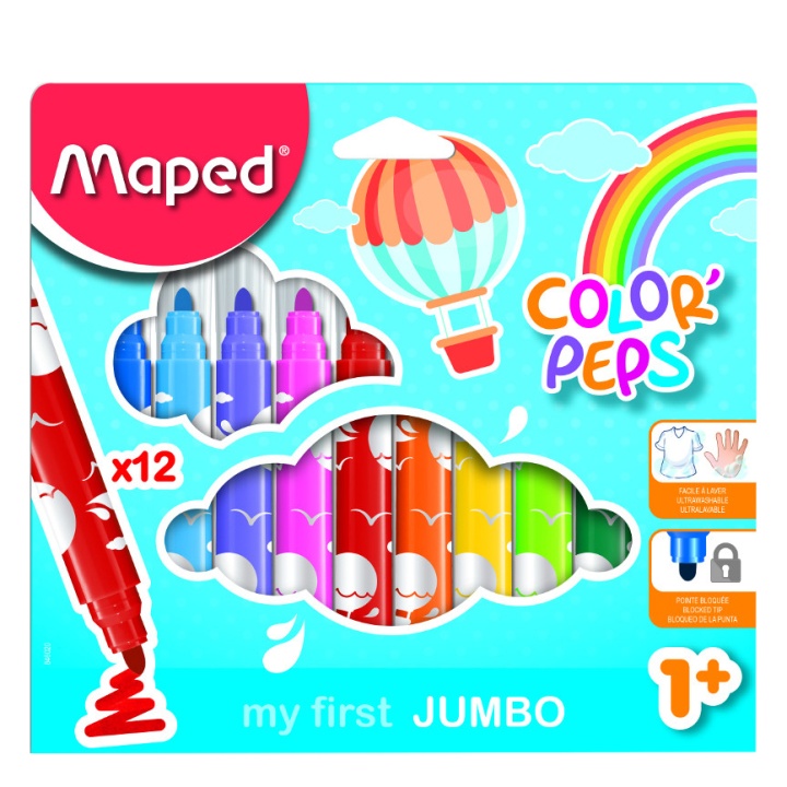Color Peps Tuschpenne Jumbo 12-sæt i gruppen Kids / Børnepenne / Tuschpenne for børn hos Pen Store (108771)