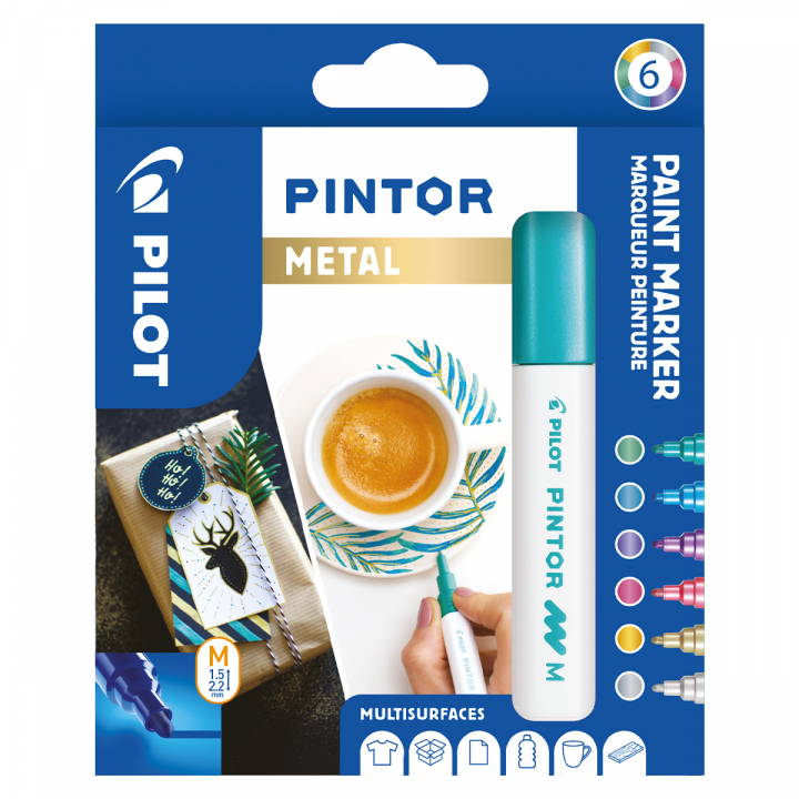 Pintor Medium 6-pak Metal i gruppen Penne / Kunstnerpenne / Illustrationmarkers hos Pen Store (109495)