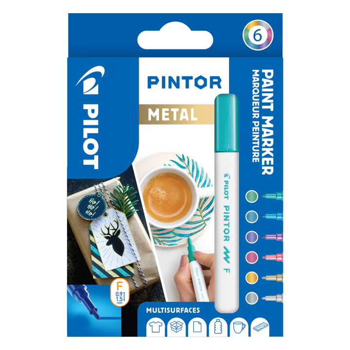 Pintor Fine 6-pack Metal i gruppen Penne / Kunstnerpenne / Illustrationmarkers hos Pen Store (109498)