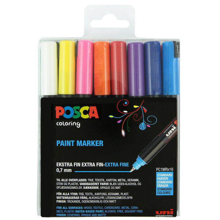 Posca PC-1MR Standard Colours 16-sæt i gruppen Penne / Kunstnerpenne / Illustrationmarkers hos Pen Store (110424)