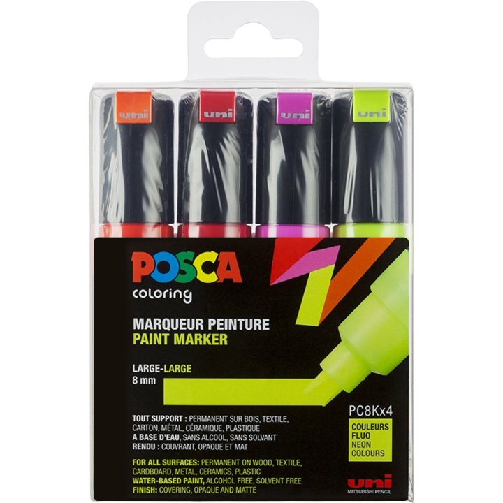 Posca PC-8K Neon 4-sæt i gruppen Penne / Kunstnerpenne / Illustrationmarkers hos Pen Store (110431)