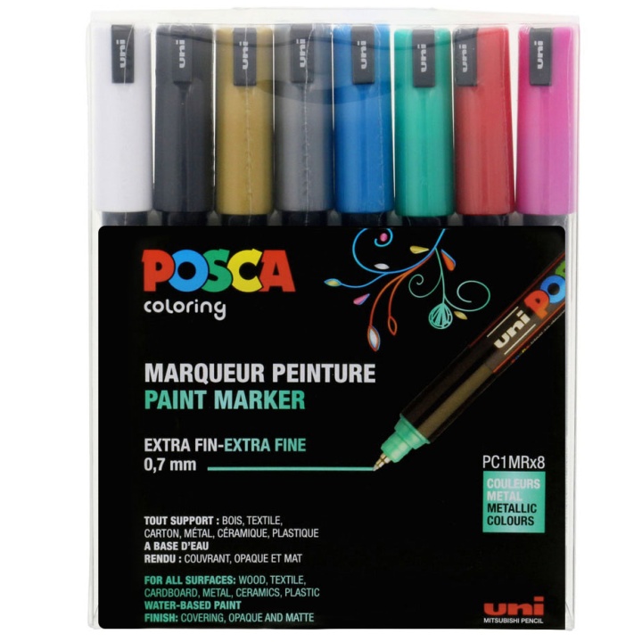 Posca PC-1MR Metallic 8-sæt i gruppen Penne / Kunstnerpenne / Illustrationmarkers hos Pen Store (110432)