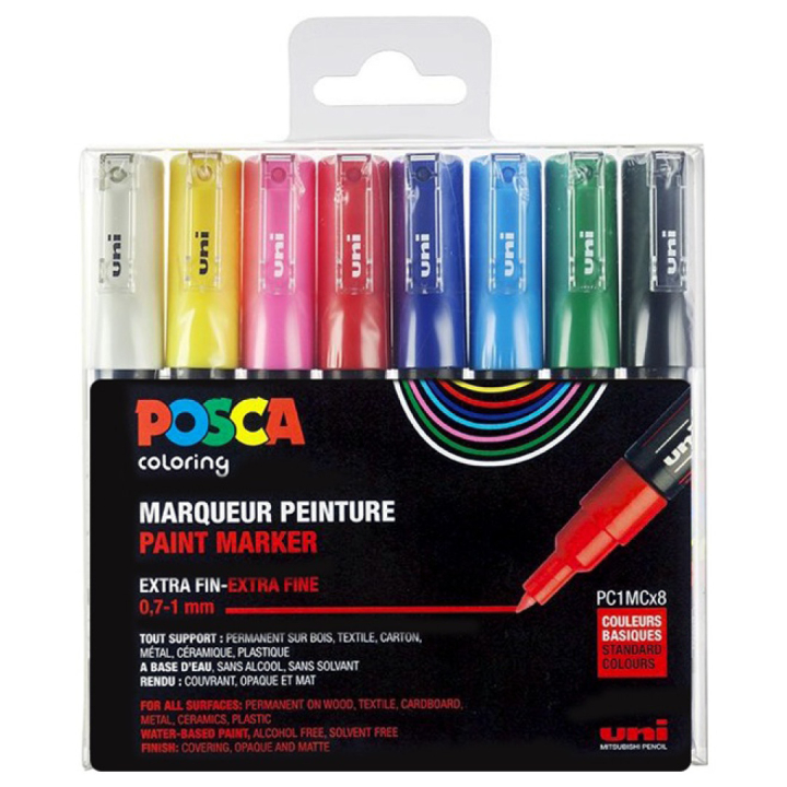 Posca PC-1MC Standard Colours 8-sæt i gruppen Penne / Kunstnerpenne / Illustrationmarkers hos Pen Store (110436)