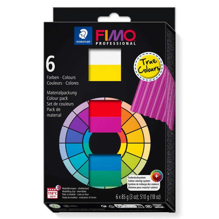 FIMO Professional sæt 6 stk True Colours i gruppen Hobby & Kreativitet / Skabe / Modellervoks hos Pen Store (111033)