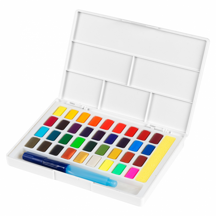 Akvarelsæt 36 farver + pensel i gruppen Kunstnerartikler / Kunstnerfarver / Akvarelmaling hos Pen Store (111745)