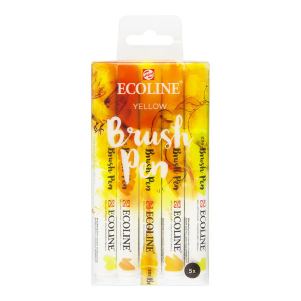 Brush Pen Yellow 5-pack i gruppen Penne / Kunstnerpenne / Penselpenne hos Pen Store (112559)