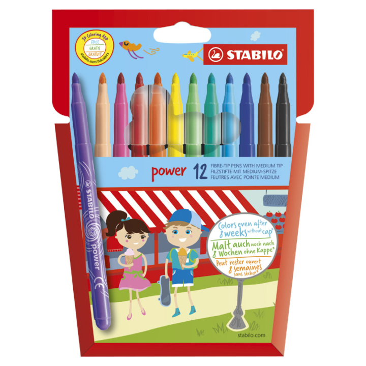 Power Fiberspids sæt 12 stk i gruppen Kids / Børnepenne / Tusser til børn hos Pen Store (125420)