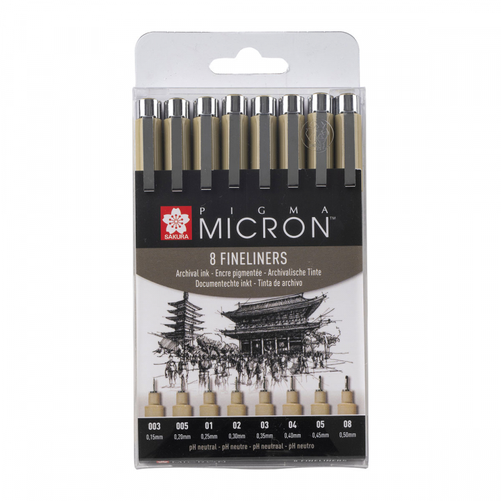 Pigma Micron Fineliner 8-set Black i gruppen Penne / Produktserie / Pigma Micron hos Pen Store (125573)