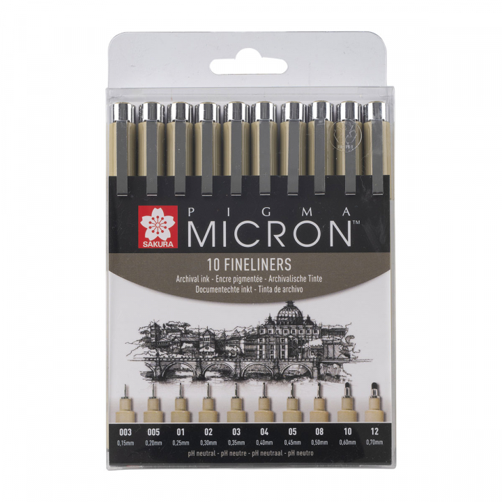 Pigma Micron Fineliner 10-set Black i gruppen Penne / Produktserie / Pigma Micron hos Pen Store (125574)