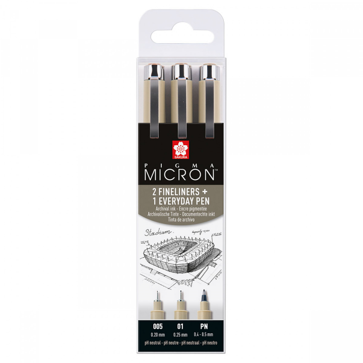 Pigma Micron Fineliner sæt 3 stk Thin i gruppen Penne / Skrive / Fineliners hos Pen Store (125578)