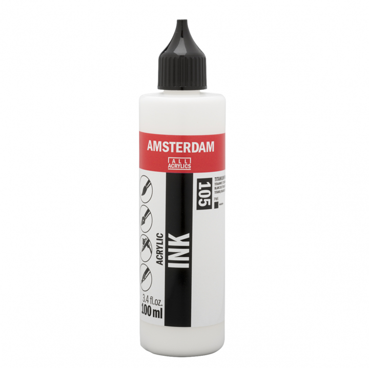 Akryl Ink 100 ml Titanium White i gruppen Kunstnerartikler / Kunstnerfarver / Akrylmaling hos Pen Store (125675)