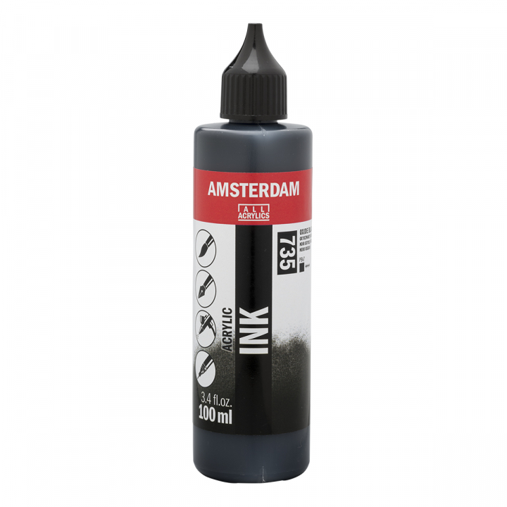 Akryl Ink 100 ml Oxide Black i gruppen Kunstnerartikler / Kunstnerfarver / Akrylmaling hos Pen Store (125676)
