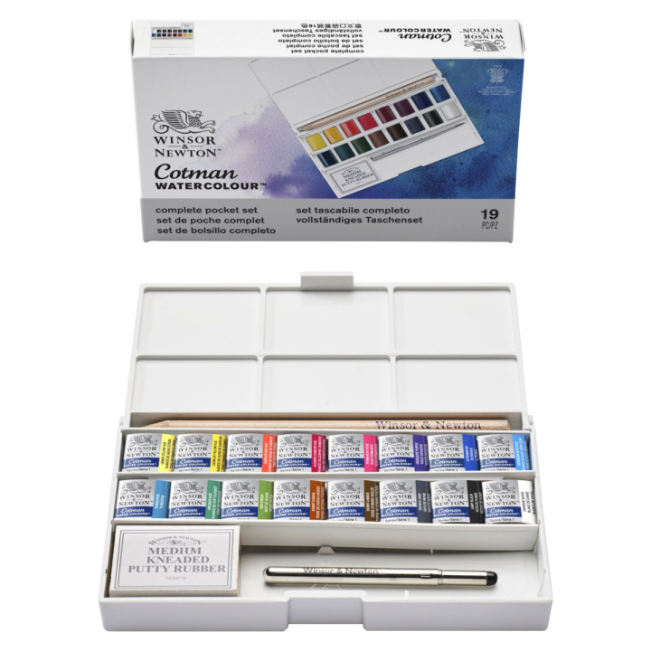 Cotman Water Colors Deluxe Sketchers Pocket Box i gruppen Kunstnerartikler / Kunstnerfarver / Akvarelmaling hos Pen Store (125826)