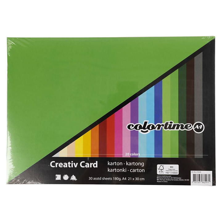 Farvet papir basic A4 180g i gruppen Kids / Sjovt og lærerigt / Papir og Tegneblokke / Farvet papir til børn hos Pen Store (126470)