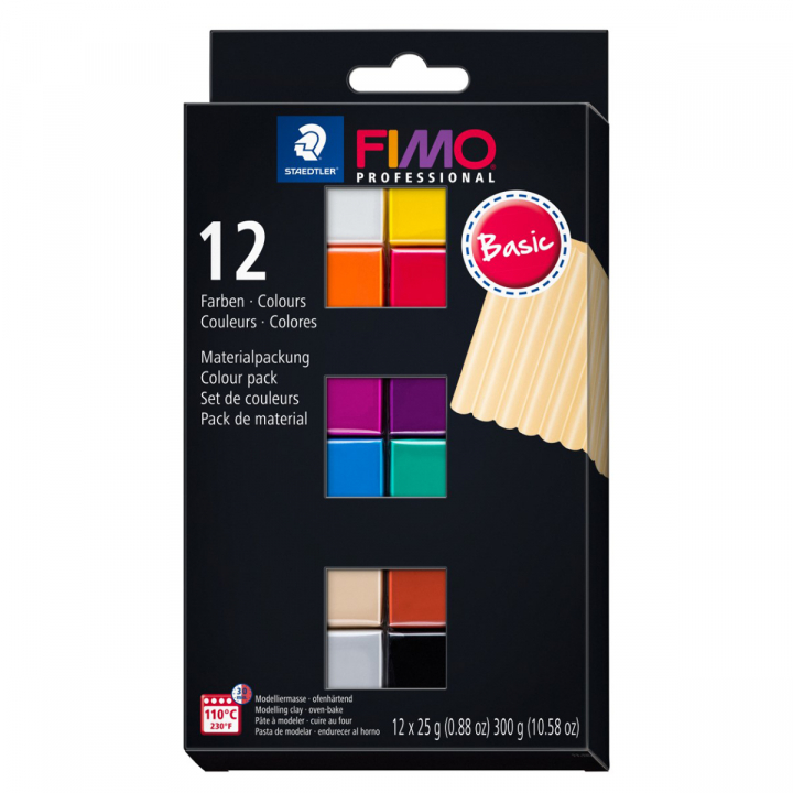 FIMO Professional Modelleringsler Basic colours 12-pack i gruppen Hobby & Kreativitet / Skabe / Modellervoks hos Pen Store (126646)