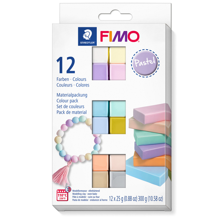 FIMO Soft Modelleringsler 12 x 25 g Pastel colours i gruppen Hobby & Kreativitet / Skabe / Modellervoks / Ovnhærdende ler hos Pen Store (126651)