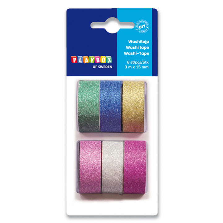 Washi Tape glitter 6-pak i gruppen Hobby & Kreativitet / Hobbytilbehør / Washi Tape hos Pen Store (126865)