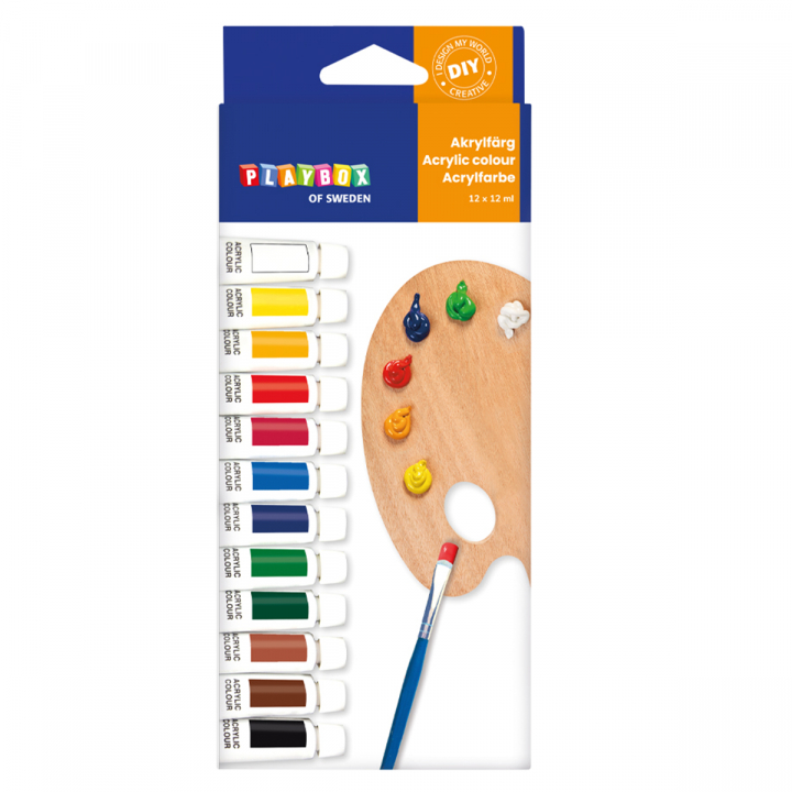 Akrylmaling 12 farver i sæt i gruppen Kids / Farve og maling til børn / Farver for børn hos Pen Store (126873)