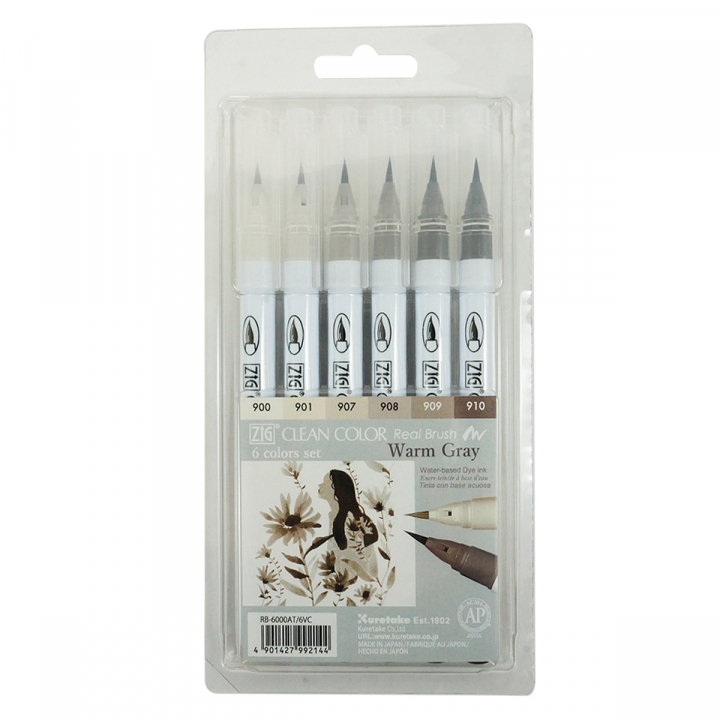Clean Color Real Brush 6-pack i gruppen Penne / Kunstnerpenne / Akvarelblyanter hos Pen Store (126933)