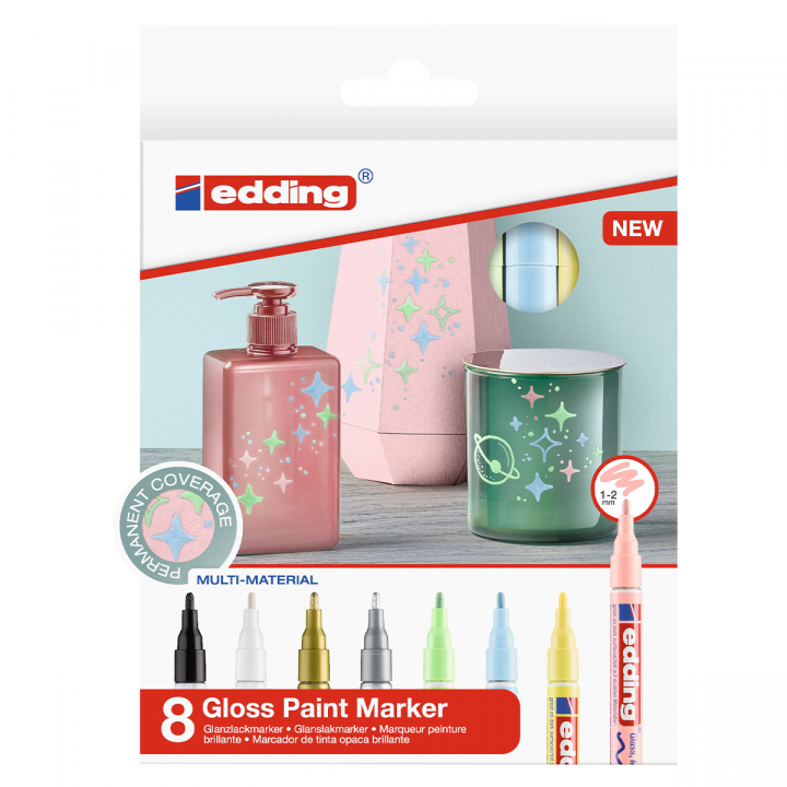 Gloss Paint Marker Fine 8-set Pastel i gruppen Penne / Mærkning og kontor / Markeringspenne hos Pen Store (127398)